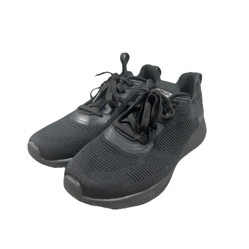 Sketchers Bobs Shoes Womens 8.5 Black Memory Foam Lace Low Top Textile Sneakers
